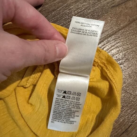 Lucky Brand Yellow Short Puff Sleeves Solid Blouse Size S Smocked Lace Eyelet - Picture 5 of 7